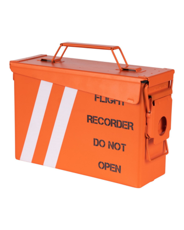 Ammo Box Cal.30 FLIGHT RECORDER de Fosco – Boîte tactique en acier orange étanche