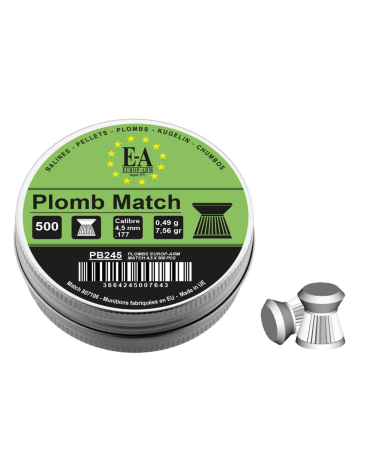 Plombs Europ-Arm 4,5mm tête plate – Boîte de 500 pour tir de précision et loisirs Plombs Europ-Arm 4,5mm tête plate – Boîte de 500 pour tir de précision et loisirs