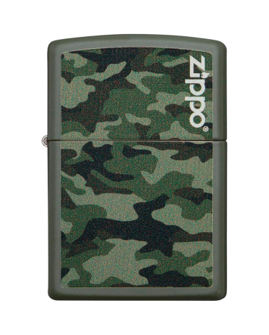 Briquet Zippo Camo Green Matte – Rechargeable, coupe-vent, finition camouflage tactique
