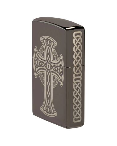 Briquet Zippo Celtic Cross – Gravure laser 360°, finition Black Ice®, rechargeable et garanti à vie Briquet Zippo Celtic Cross – Gravure laser 360°, finition Black Ice®, rechargeable et garanti à vie