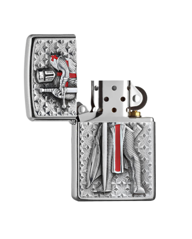 Briquet Zippo Templier II – Finition Satin Chrome, emblème chevalier, coupe-vent, rechargeable, garanti à vie Briquet Zippo Templier II – Finition Satin Chrome, emblème chevalier, coupe-vent, rechargeable, garanti à vie