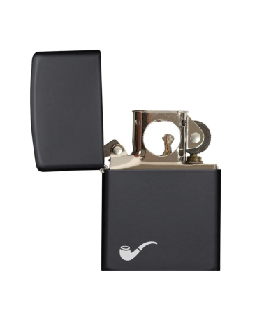 Zippo Black Pipe Light – Briquet noir mat pour fumeurs de pipe, coupe-vent et rechargeable
