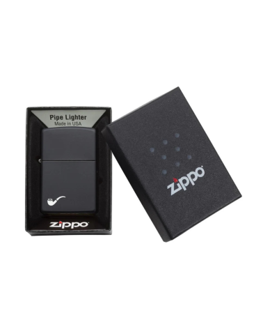 Zippo Black Pipe Light – Briquet noir mat pour fumeurs de pipe, coupe-vent et rechargeable