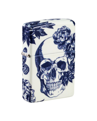 Zippo Floral Skull – Design tête de mort fleurie sur chrome brossé, rechargeable, fabrication USA Zippo Floral Skull – Design tête de mort fleurie sur chrome brossé, rechargeable, fabrication USA