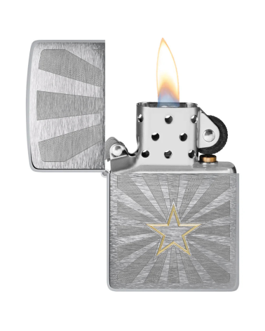 Zippo Star Two Tone – Briquet chrome brossé avec étoile laiton brillante, garanti à vie