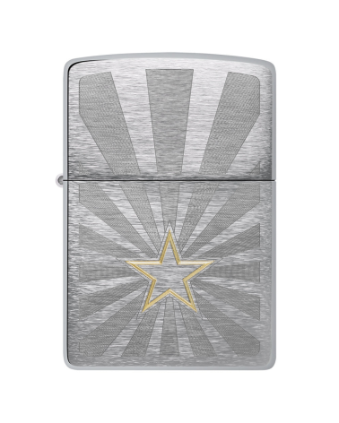 Zippo Star Two Tone – Briquet chrome brossé avec étoile laiton brillante, garanti à vie