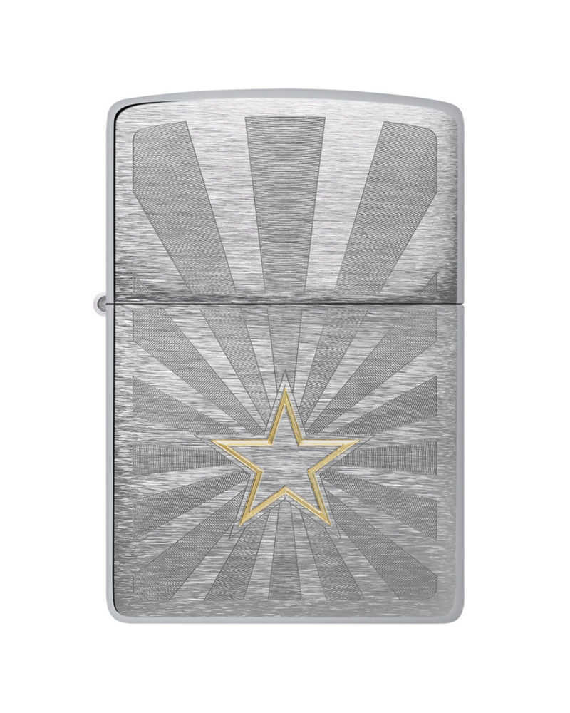 Zippo Star Two Tone – Briquet chrome brossé avec étoile laiton brillante, garanti à vie