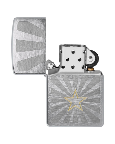 Zippo Star Two Tone – Briquet chrome brossé avec étoile laiton brillante, garanti à vie