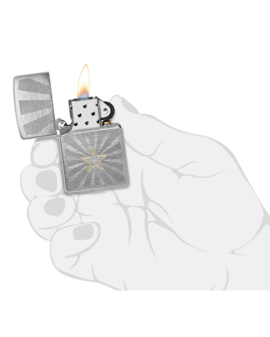 Zippo Star Two Tone – Briquet chrome brossé avec étoile laiton brillante, garanti à vie