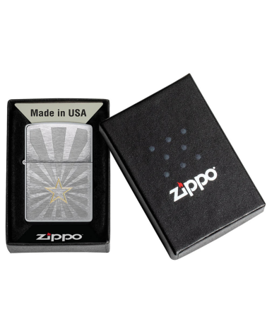 Zippo Star Two Tone – Briquet chrome brossé avec étoile laiton brillante, garanti à vie