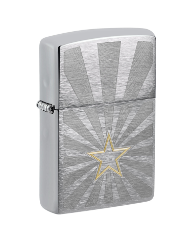Zippo Star Two Tone – Briquet chrome brossé avec étoile laiton brillante, garanti à vie
