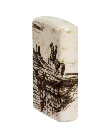 Zippo Wild West – Briquet blanc mat 540° avec motif cowboy et paysage western