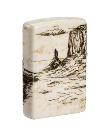 Zippo Wild West – Briquet blanc mat 540° avec motif cowboy et paysage western