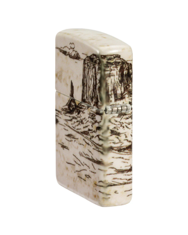 Zippo Wild West – Briquet blanc mat 540° avec motif cowboy et paysage western