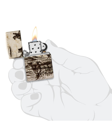 Zippo Wild West – Briquet blanc mat 540° avec motif cowboy et paysage western