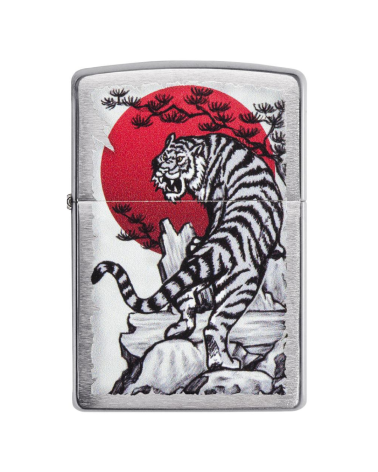 Zippo Japan Tiger – Briquet chrome avec design tigre japonais stylisé, rechargeable et garanti à vie Zippo Japan Tiger – Briquet chrome avec design tigre japonais stylisé, rechargeable et garanti à vie