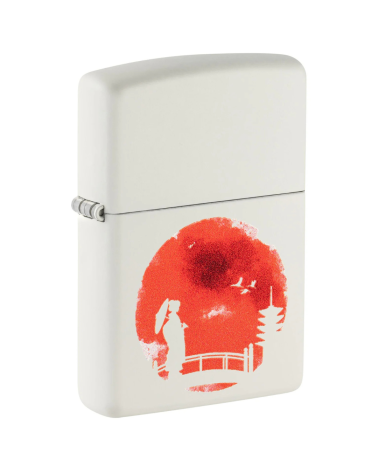 Zippo Japanese Bridge – Briquet blanc mat au design japonais monochrome, coupe-vent et rechargeable Zippo Japanese Bridge – Briquet blanc mat au design japonais monochrome, coupe-vent et rechargeable