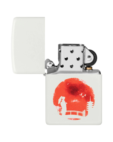 Zippo Japanese Bridge – Briquet blanc mat au design japonais monochrome, coupe-vent et rechargeable Zippo Japanese Bridge – Briquet blanc mat au design japonais monochrome, coupe-vent et rechargeable