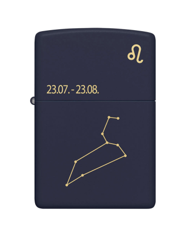 Zippo Zodiac Leo – Briquet signe astrologique Lion, finition chrome brossé, rechargeable et garanti à vie
