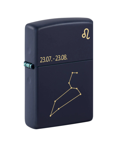 Zippo Zodiac Leo – Briquet signe astrologique Lion, finition chrome brossé, rechargeable et garanti à vie