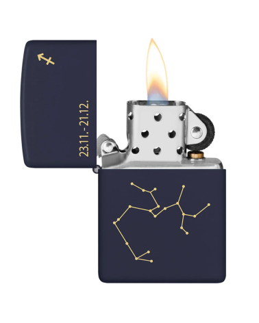 Zippo Zodiac Sagittarius – Briquet signe astrologique Sagittaire en chrome brossé, design archer céleste Zippo Zodiac Sagittarius – Briquet signe astrologique Sagittaire en chrome brossé, design archer céleste