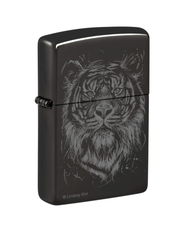 Zippo Lindsay Kivi – The Big Cat : briquet noir brillant avec portrait artistique de grand félin Zippo Lindsay Kivi – The Big Cat : briquet noir brillant avec portrait artistique de grand félin