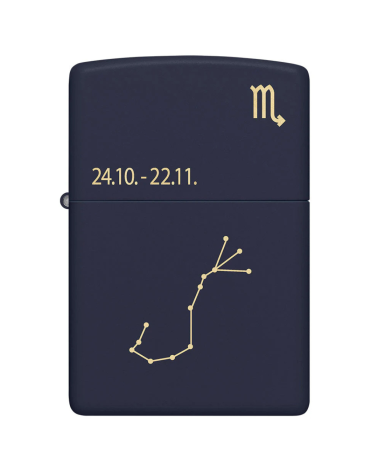 Zippo Zodiac Scorpio – Briquet Scorpion en chrome brossé avec constellation et symbole astrologique Zippo Zodiac Scorpio – Briquet Scorpion en chrome brossé avec constellation et symbole astrologique