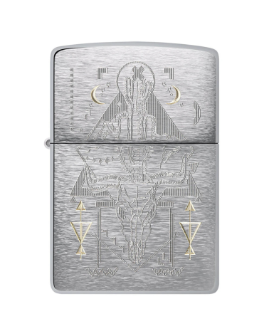 Zippo Treasure Bond – Briquet Brushed Chrome à motifs western et touches laiton