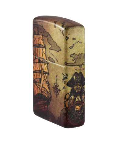 Zippo Pirate Ship – Briquet blanc mat avec illustration navire pirate 540°