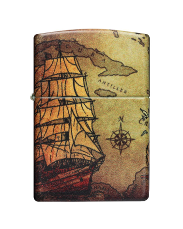 Zippo Pirate Ship – Briquet blanc mat avec illustration navire pirate 540° Zippo Pirate Ship – Briquet blanc mat avec illustration navire pirate 540°