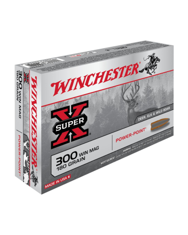 Balles Winchester .300WM 180gr Power-Point pour chasse au grand gibier