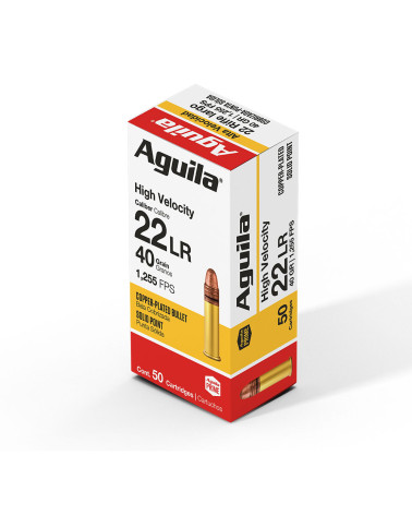 Boîte de 50 cartouches Aguila .22 LR SV SP 40 gr – pour un tir précis et fluide