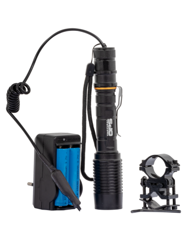 Lampe torche tactique LED1824 1000 lumens avec zoom, 5 modes, IP65 et batteries rechargeables