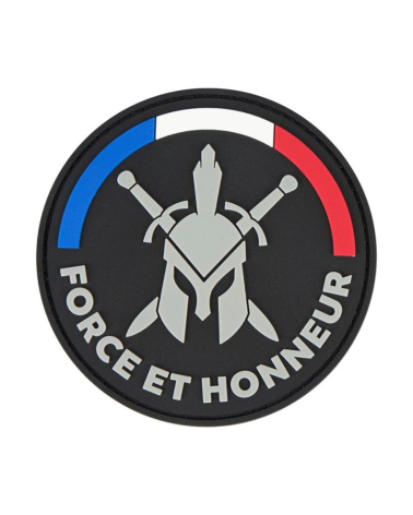 Patch PVC Force et Honneur Spartiate tricolore 8 cm A.R.E.S.
