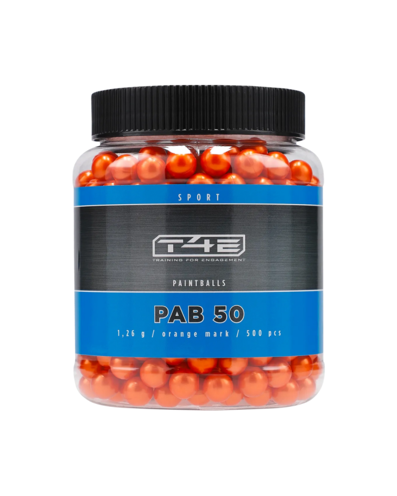 Pack 500 billes PAB Paintball Bio Orange calibre 50 T4E pour marquage sportif et entraînements paintball Pack 500 billes PAB Paintball Bio Orange calibre 50 T4E pour marquage sportif et entraînements paintball
