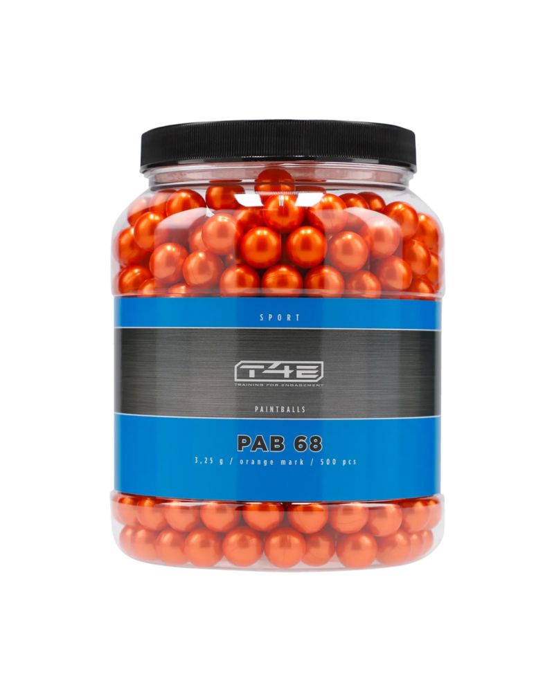 BILLES PAB PAINTBALL BIO ORANGE CAL .68 SPORT  68 X500 - T4E BILLES PAB PAINTBALL BIO ORANGE CAL .68 SPORT  68 X500 - T4E