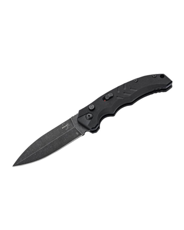 Couteau automatique Böker Intention II Dagger Noir lame Spear Point acier D2 finition Black Stonewash manche G10 noir
