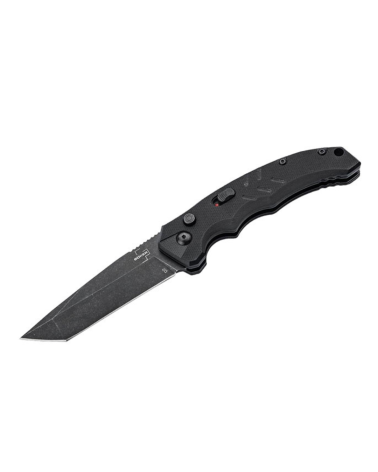 Couteau automatique Böker Intention II Tanto Noir lame D2 Black Stonewash manche G10 noir