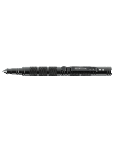 Stylo Tactical TP III Perfecta en aluminium noir avec LED intégrée et clip métallique