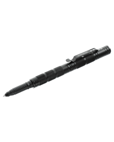 Stylo Tactical TP III Perfecta en aluminium noir avec LED intégrée et clip métallique