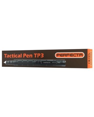 Stylo Tactical TP III Perfecta en aluminium noir avec LED intégrée et clip métallique