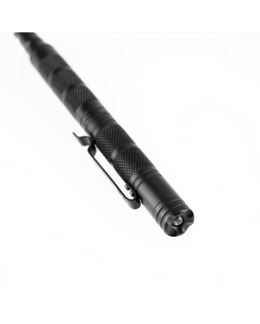 Stylo Tactical TP III Perfecta en aluminium noir avec LED intégrée et clip métallique