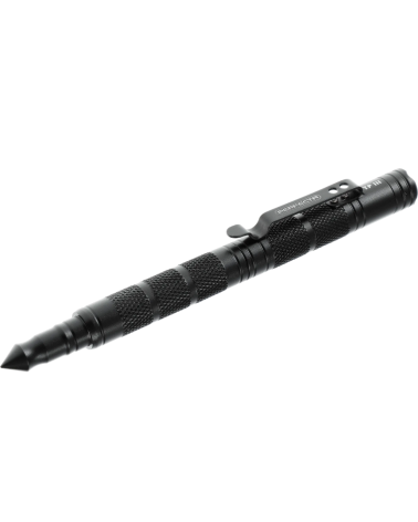 Stylo Tactical TP III Perfecta en aluminium noir avec LED intégrée et clip métallique