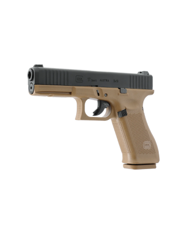 Glock 17 Gen5 6mm Gaz French Edition – cadre Coyote, culasse métal noire, chargeur 22 coups, livré en mallette d’origine Glock 17 Gen5 6mm Gaz French Edition – cadre Coyote, culasse métal noire, chargeur 22 coups, livré en mallette d’origine