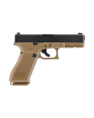 Glock 17 Gen5 6mm Gaz French Edition – cadre Coyote, culasse métal noire, chargeur 22 coups, livré en mallette d’origine Glock 17 Gen5 6mm Gaz French Edition – cadre Coyote, culasse métal noire, chargeur 22 coups, livré en mallette d’origine
