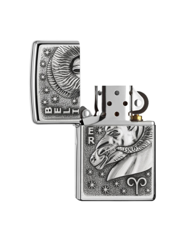 Briquet Zippo Signe Bélier Street Chrome – symbole de force et de passion