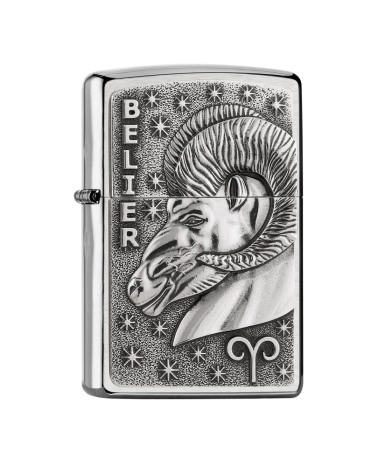 Briquet Zippo Signe Bélier Street Chrome – symbole de force et de passion