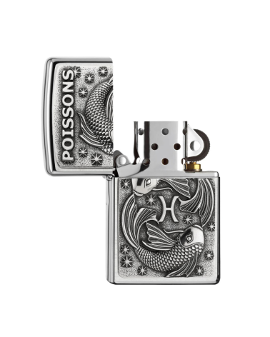Briquet Zippo Signe Poissons Street Chrome – symbole de sensibilité et de créativité Briquet Zippo Signe Poissons Street Chrome – symbole de sensibilité et de créativité