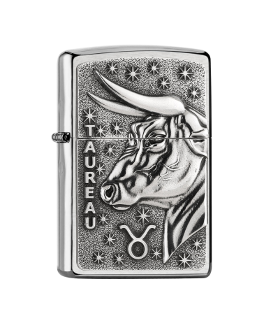 Briquet Zippo Signe Taureau Street Chrome – symbole de force et de loyauté