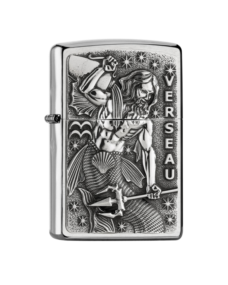 Briquet Zippo Signe Verseau Street Chrome – briquet tempête du zodiaque Briquet Zippo Signe Verseau Street Chrome – briquet tempête du zodiaque